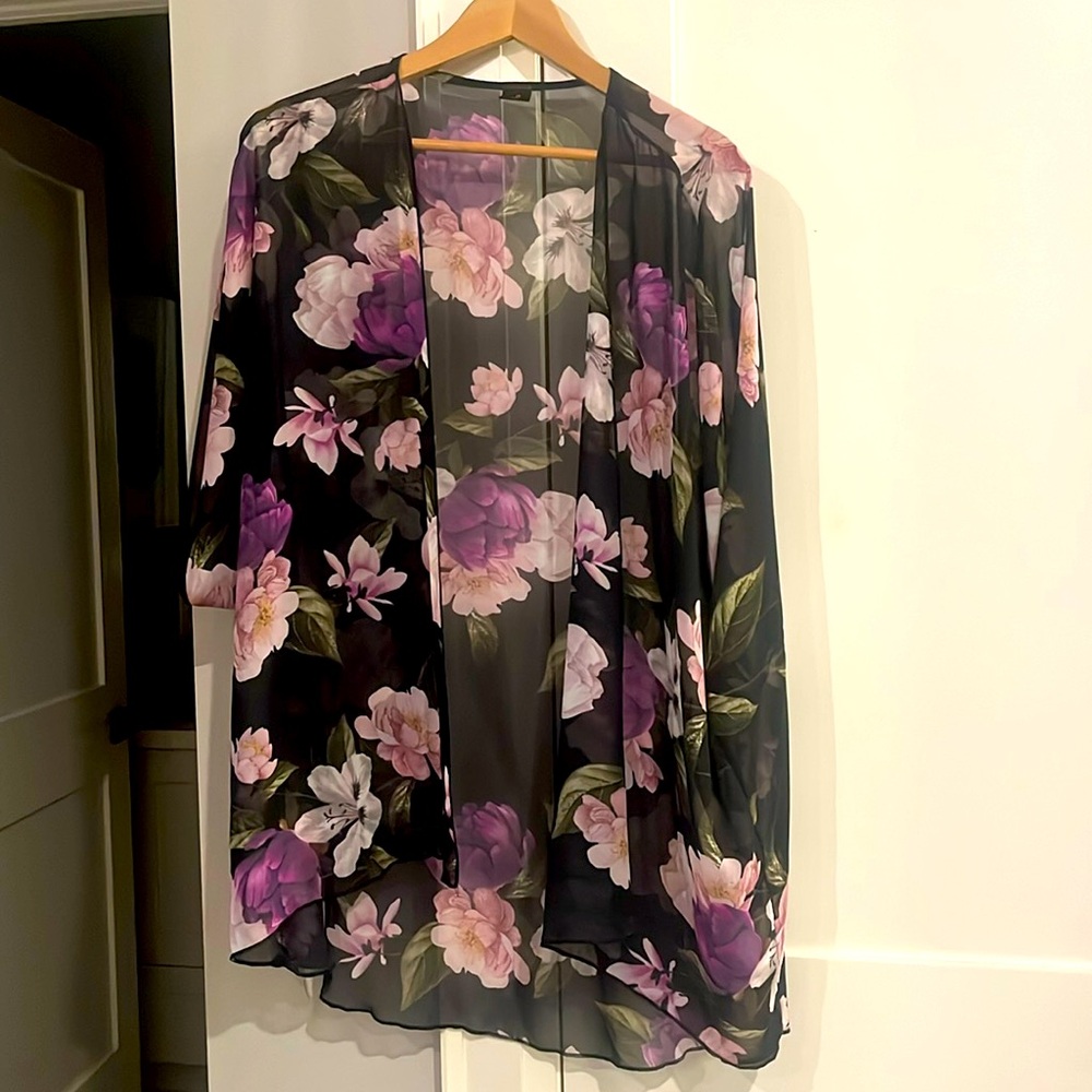 Sheer flower kimono